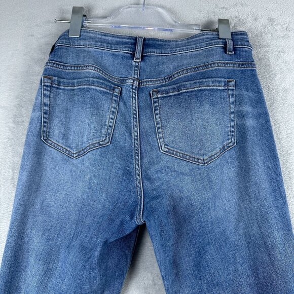J. Jill Demi Bootcut Jeans Size 8 Frayed Hem Womens Mid Rise Light Wash Blue - Picture 4 of 12